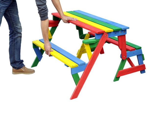 Habau Kinder Picknickbank bunt, 100 x 50 x 62