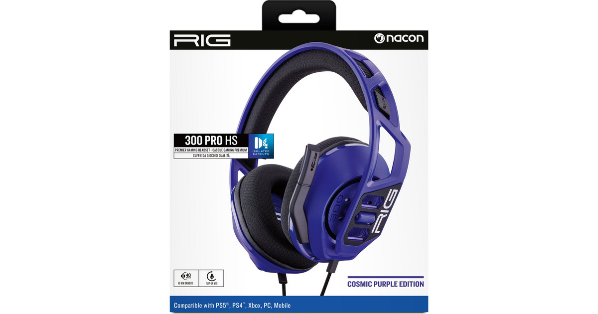 NaconRIG 300 PRO HS Cosmic over-ear gaming headset  (Paars, PlayStation 4, PlayStation 5, Windows, Nintendo Switch)