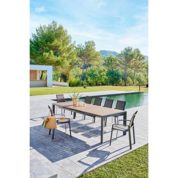 Table de jardin EVASION Effet bois Honey / Graphite