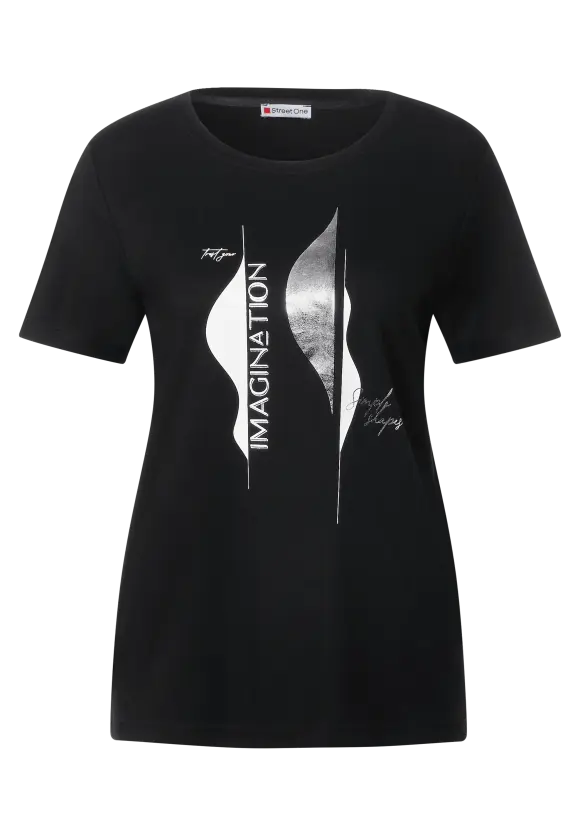 T-Shirt mit Partprint - Black