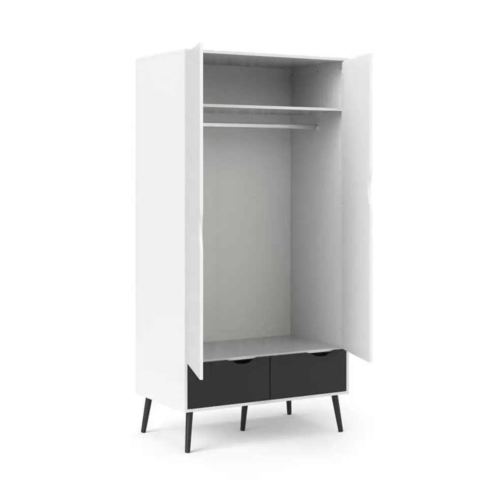 Hioshop Napoli kledingkast zwart/wit
