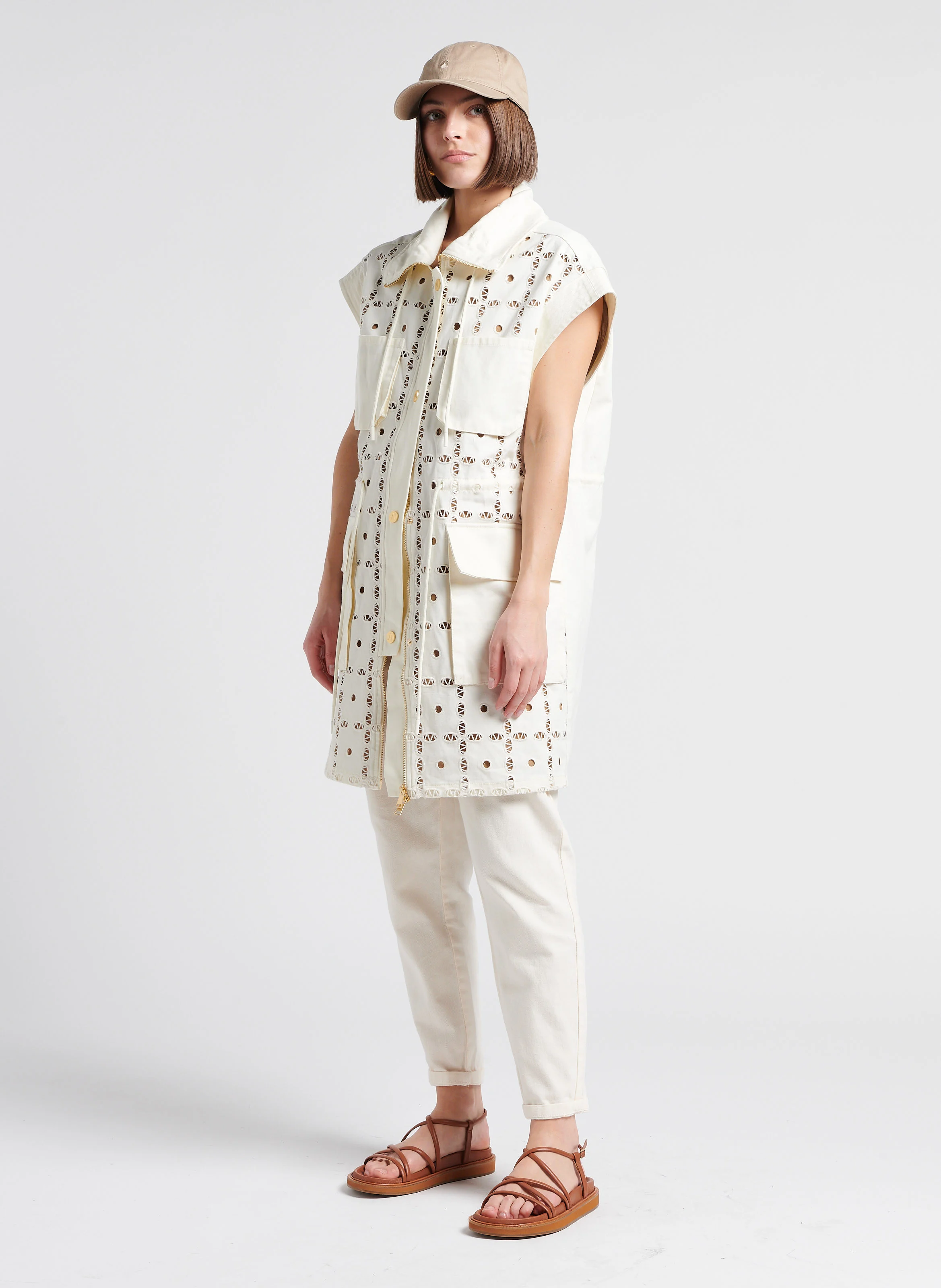 SABIL - Pantalon chino 7/8ème en coton| Beige