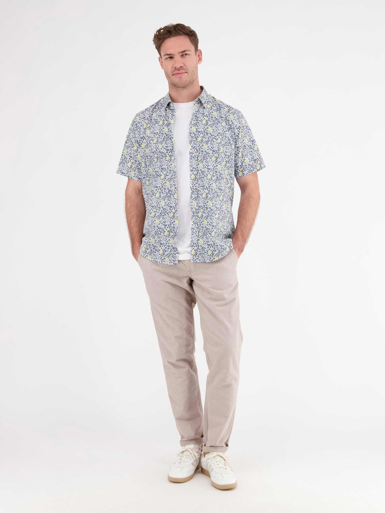 Herren Halbarmhemd, floral bedruckt