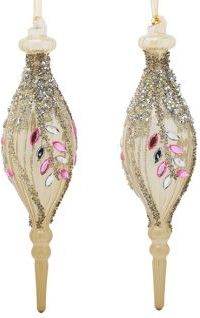Decoris - IJspegel Ornament - Zilver/Goud - 2 Stuks - Glas - 23 cm