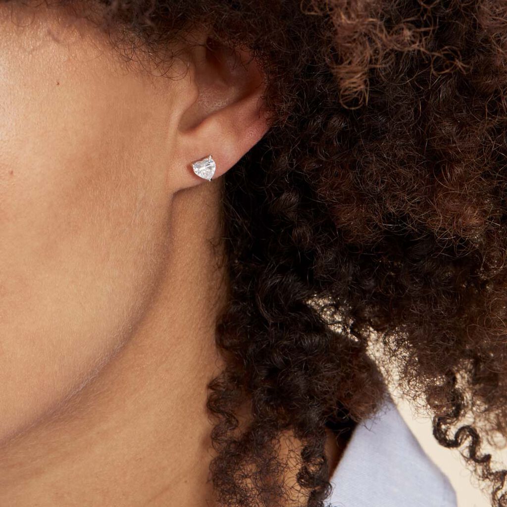Boucles D'oreilles Puces Argent Blanc Schull Oxydes De Zirconium