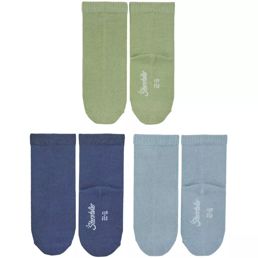 Sterntaler Söckchen 3er-Pack Uni Bambus blau