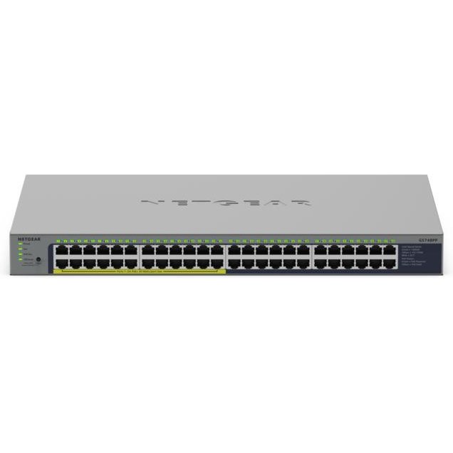 NETGEAR GS748PP Non-géré Gigabit Ethernet (10/100/1000) Connexion Ethernet, supportant l'alimentation via ce port (PoE) Gris