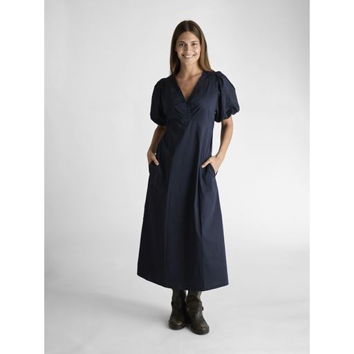 Neo Noir Illana Poplin Kjole, Navy, 34