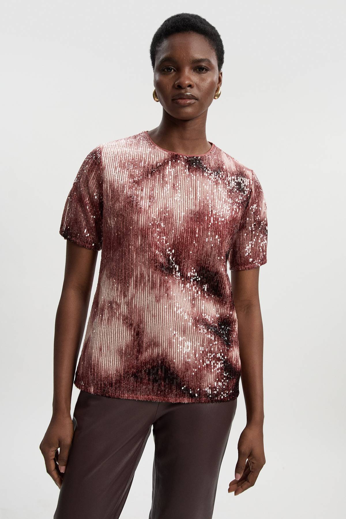 KarenMillen Haut Épaules Structurées à Sequins Ombrés Tissés