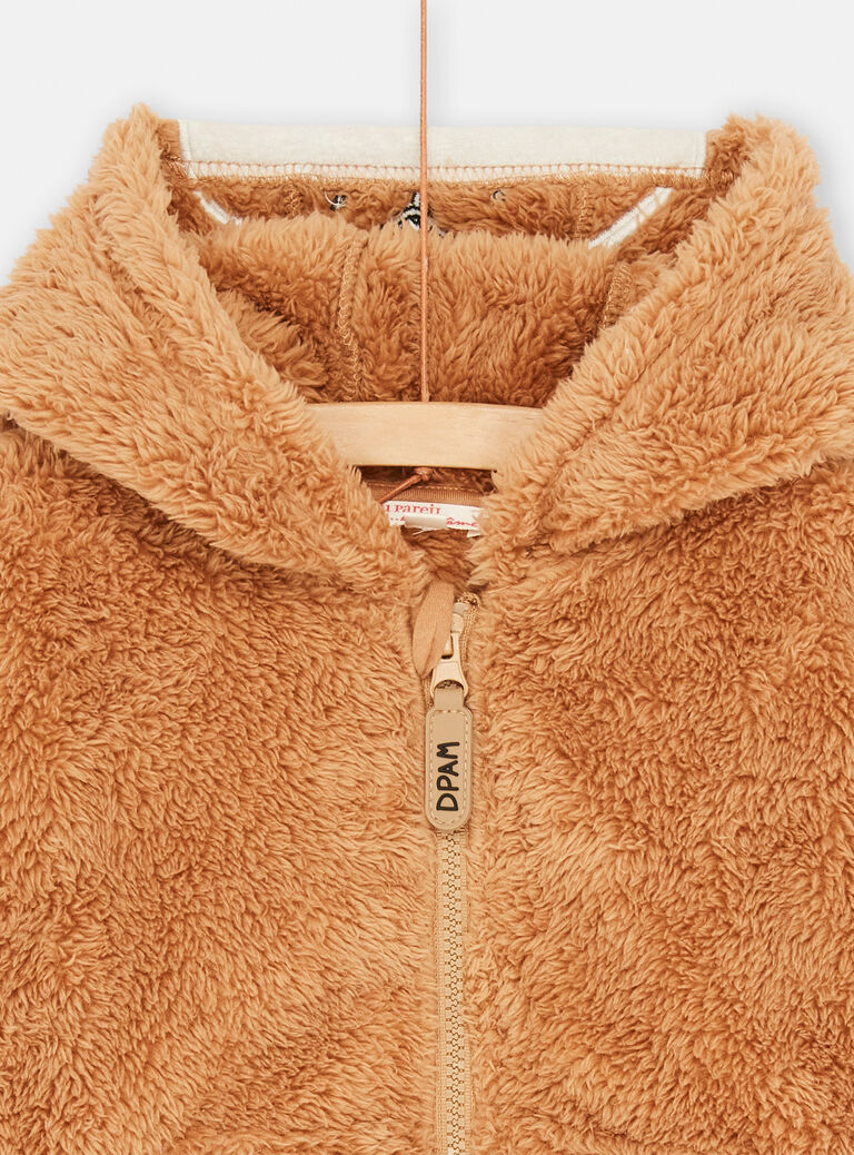 Gilet taupe à capuche pour garçon