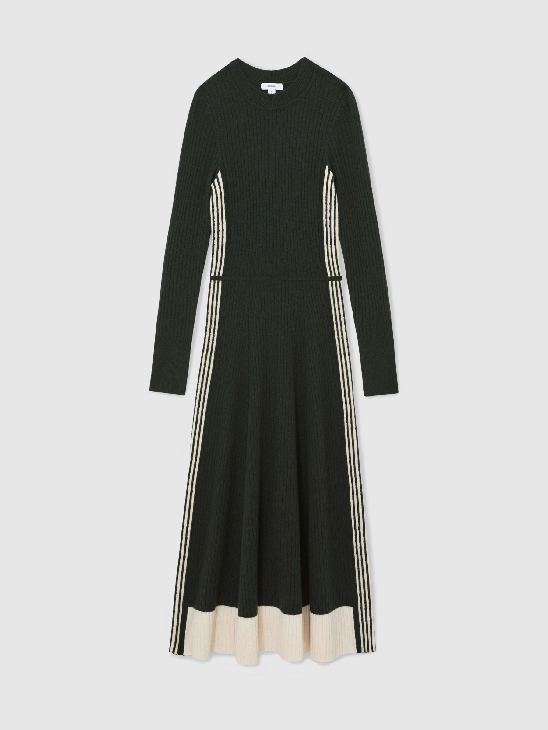 Reiss Aria Wool-Blend Stripe-Detail Knitted Dress