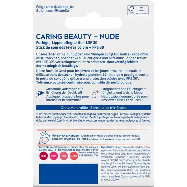 Lippenpflegestift Caring Beauty Nude LSF 30