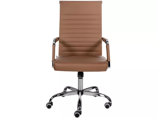 Chaise de bureau - Similicuir & Métal chromé - Marron clair - Amadora