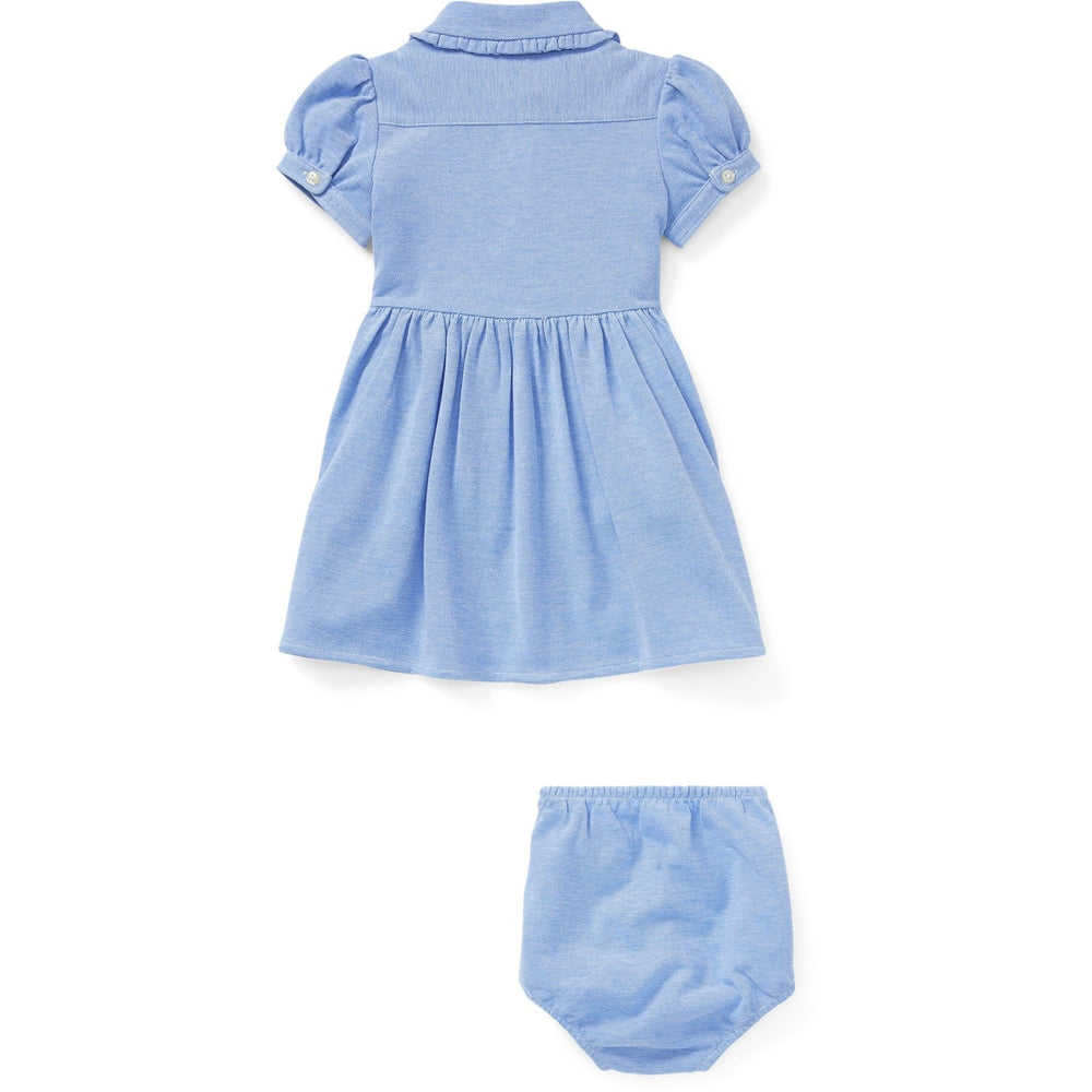 Køb Ralph Lauren Baby Solid Oxford Kjole & Bloomer Harbour Island Blue
