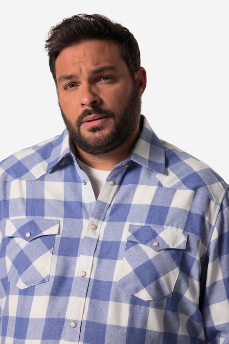 John F. Gee Karo-Flanellhemd, Langarm, Kentkragen, Modern Fit, bis 8 XL