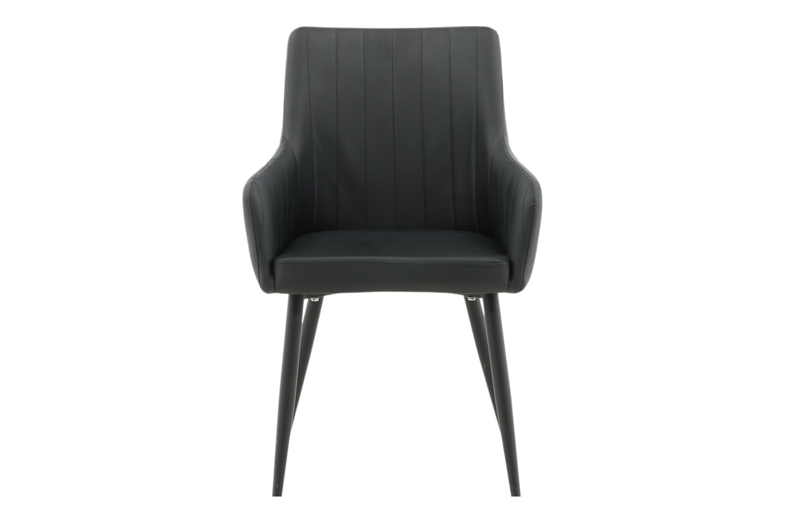 Comfort Spisestol. Sett av 2. Sett av 2. Med arm. Sort PU med sortlakkerte ben.