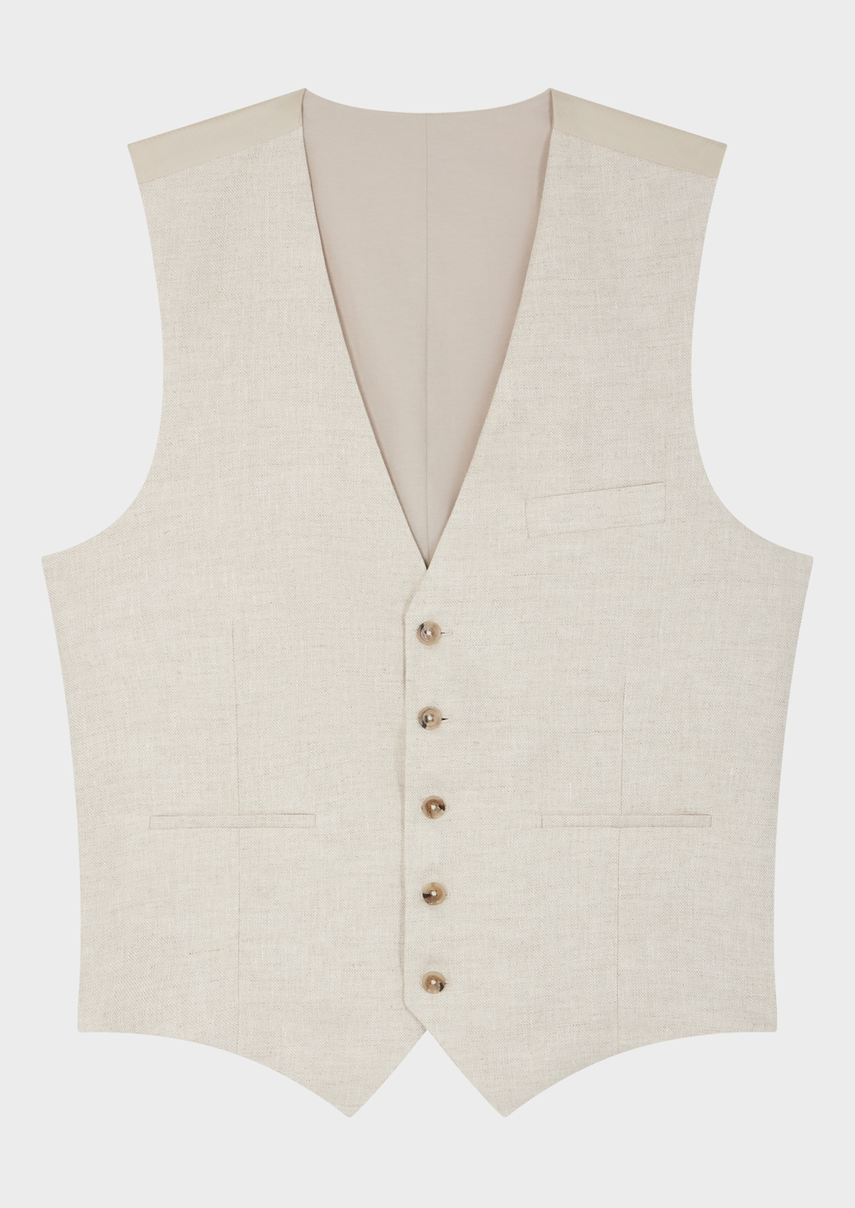 Gilet casual en lin uni beige