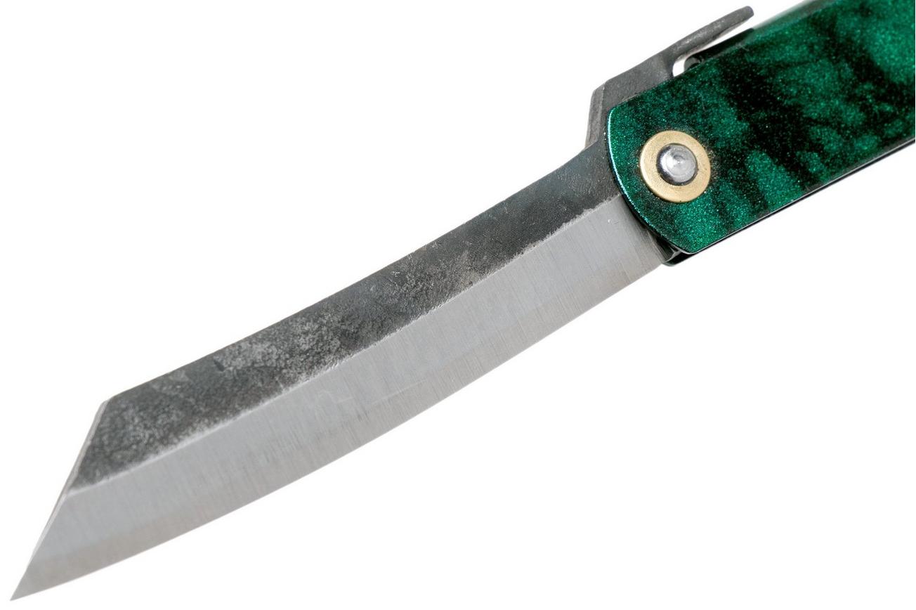 Higonokami zakmes 7,3 cm HIGOCJB, Blue paper steel, Jade Black Green Glitter Enamel