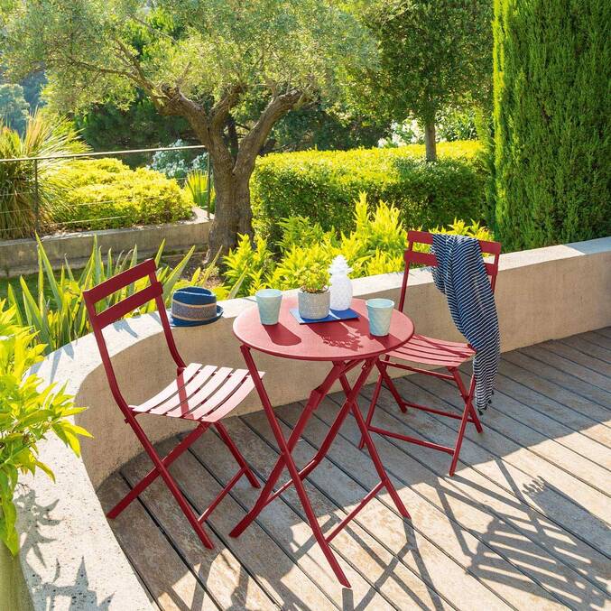 Table de jardin pliante ronde GREENSBORO Groseille