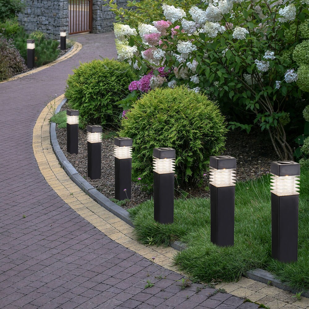 LED Solarlampen, IP44, grau, H 38,5cm, 4er Set
