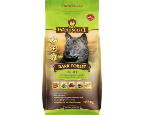 Wolfsblut Dark Forest Adult droog hondenvoer, Wild met zoete aardappelen en waardevolle superfoods, graanvrij, glutenvrij, 12,5 kg