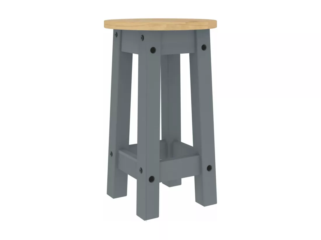 Tabourets de bar lot de 2 gris bois massif de pin