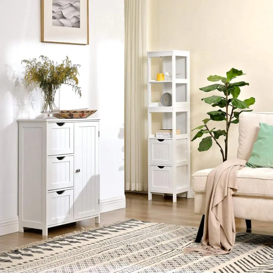Parya Home - Hoge Badkamerkast - Hout - Wit