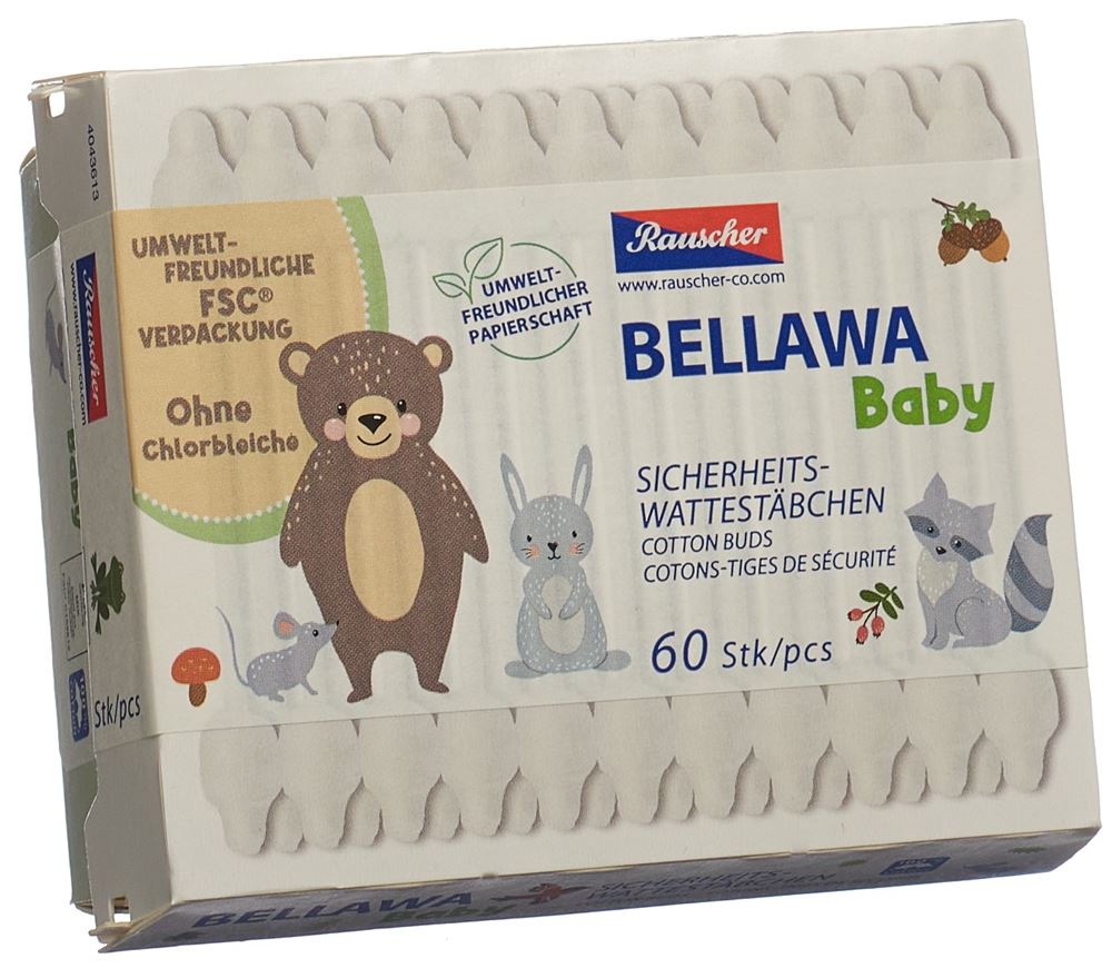BELLAWA Baby Sicherheitswattestäbchen Box 60 Stk