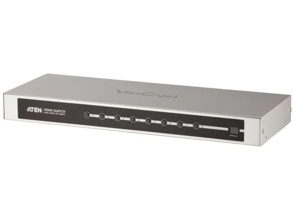 ATEN HDMI-switch med fjernbetjening, 8-vejs, HDMI 1.3b Skifter HDMI-signalet fra 8 billedkilder til 1 monitor / tv-apparat (VS0801H)