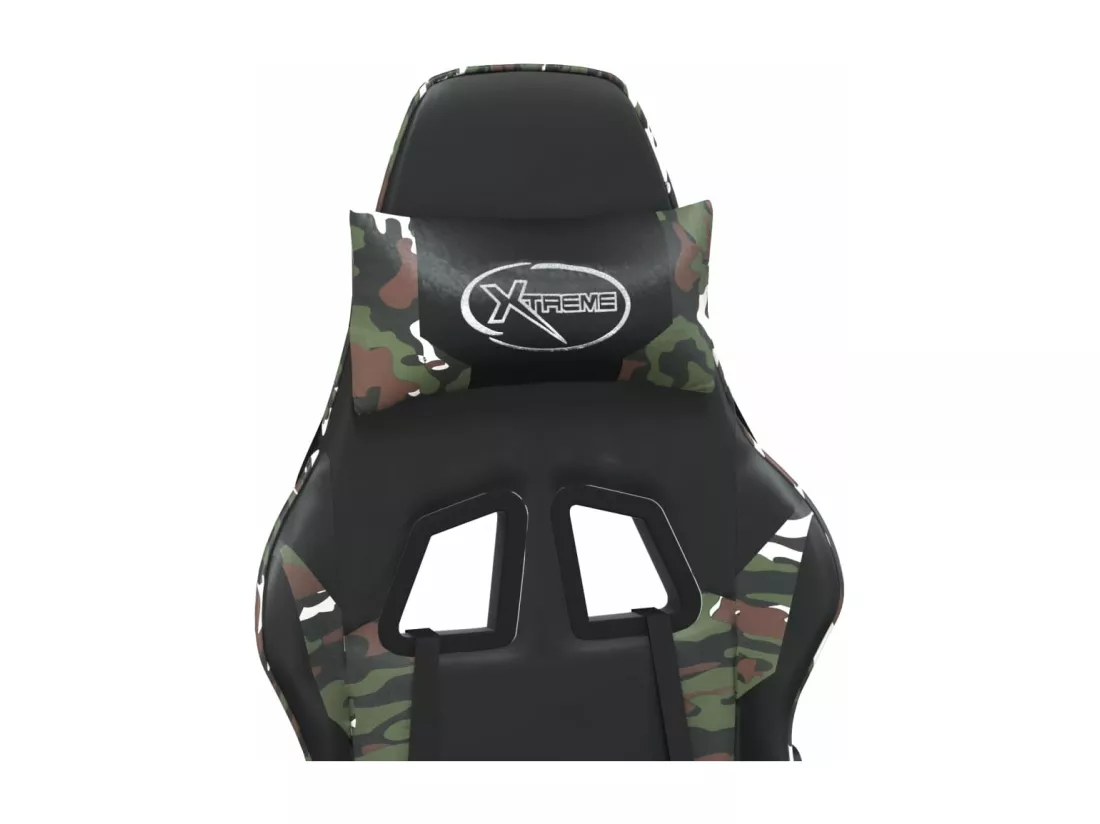 Chaise de jeu avec repose-pied Noir et camouflage Similicuir