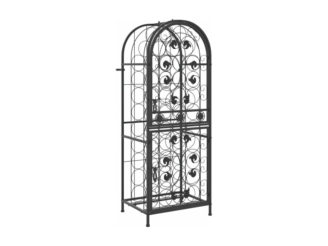 Casier à bouteilles 41 bouteilles noir 45x36x120 fer forgé