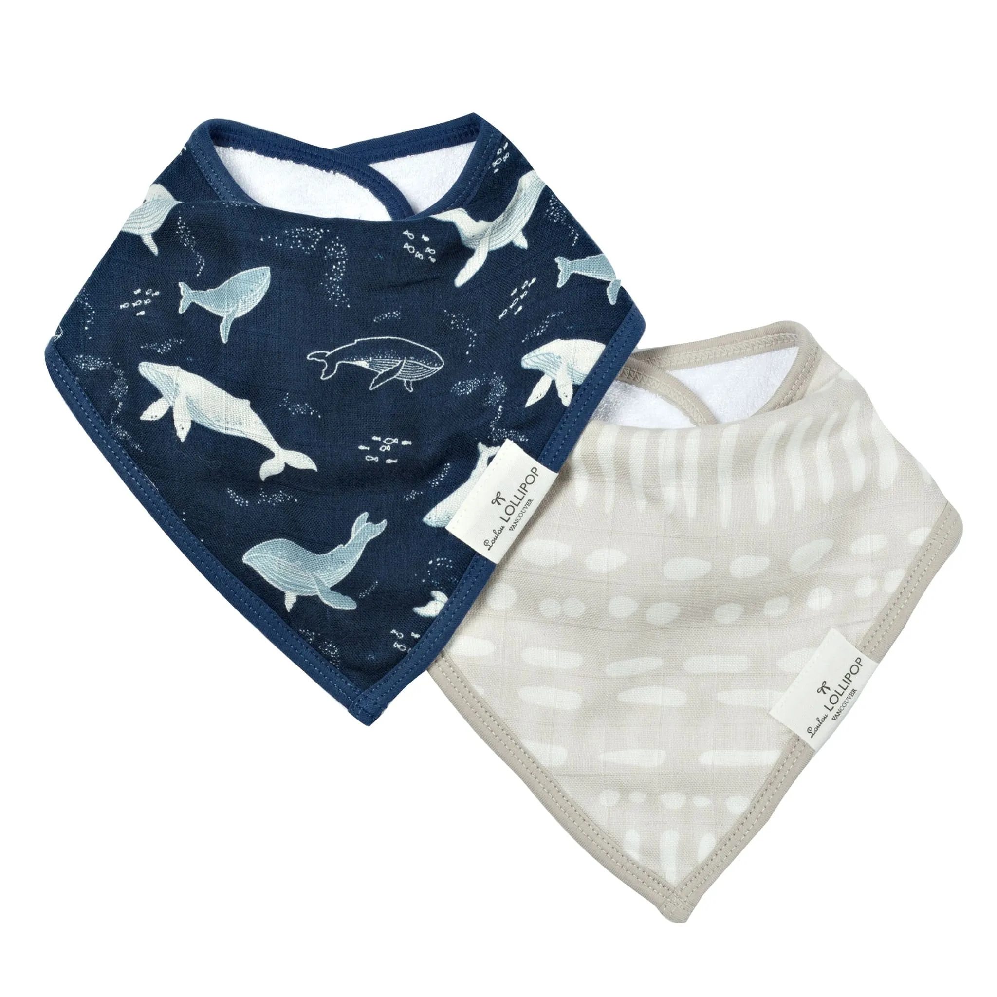 Loulou Lollipop Bavoirs Bandana Mousseline Paquet de 2 - Baleines