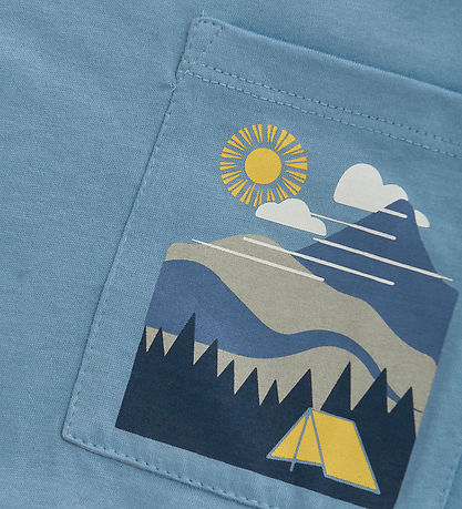 Color Kids T-Shirt - verwaschener Denim m. Print