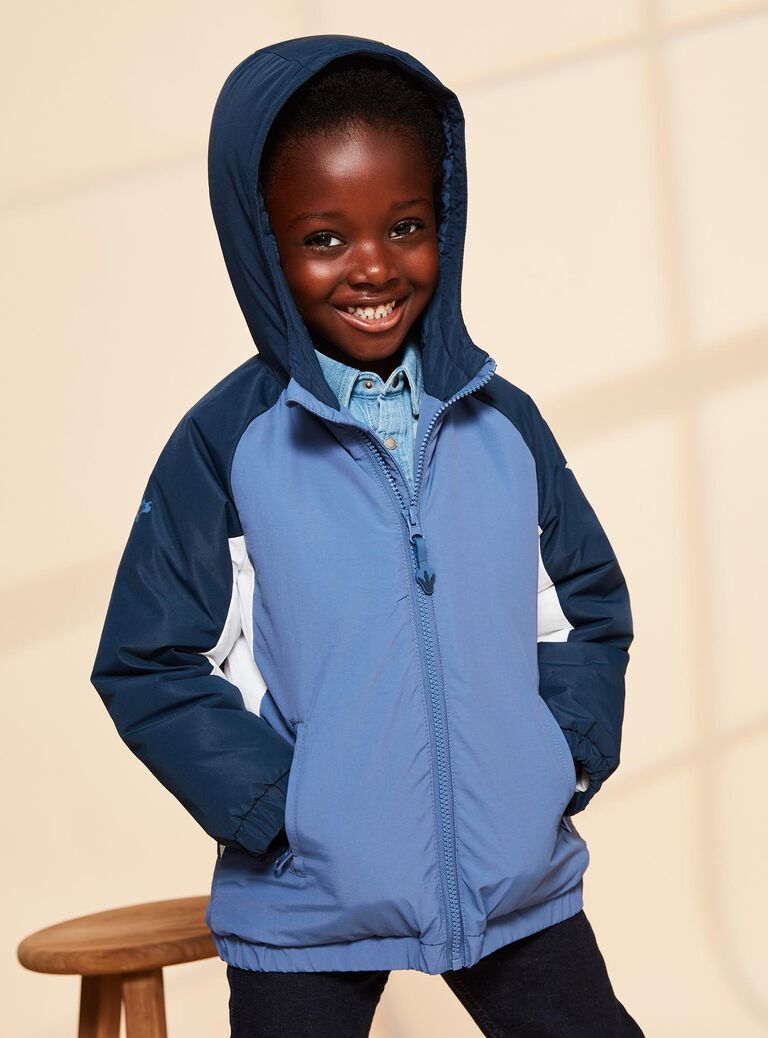 Blouson bleu gris à capuche