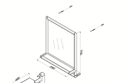 SCHADEMODEL: B-Stone Metal zwarte spiegel met planchet 60x70cm