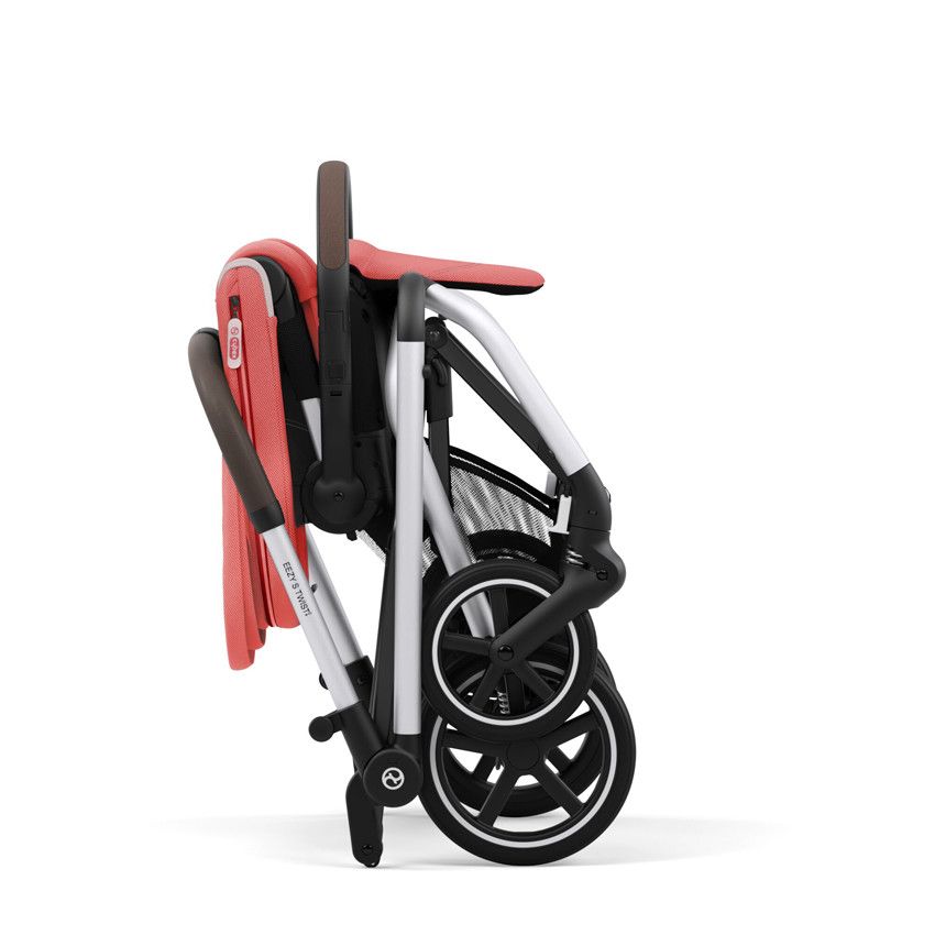 Poussette canne Eezy S Twist+ 2 avec châssis Silver - Hibiscus Red - Ecru
