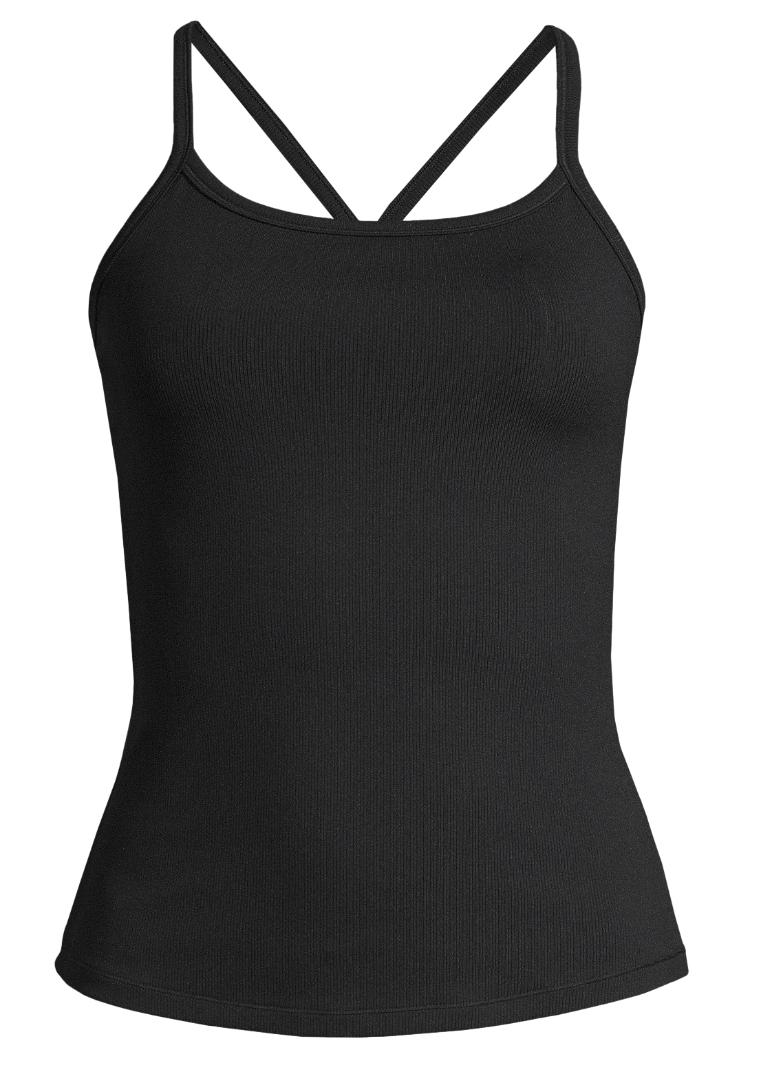 Strap Rib Tank Dame Black