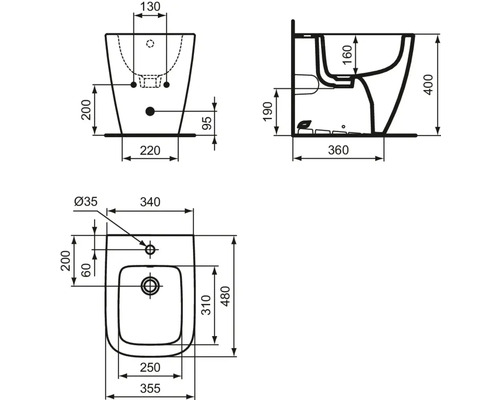 Ideal Standard i.life S staande bidet, glanzend wit, T459501