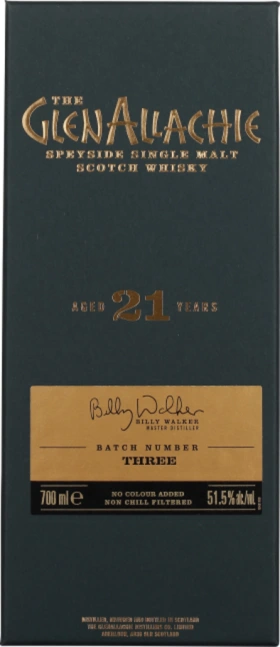 GLENALLACHIE 21 YEARS CASK STRENGTH BATCH NUMBER THREE 70CL
