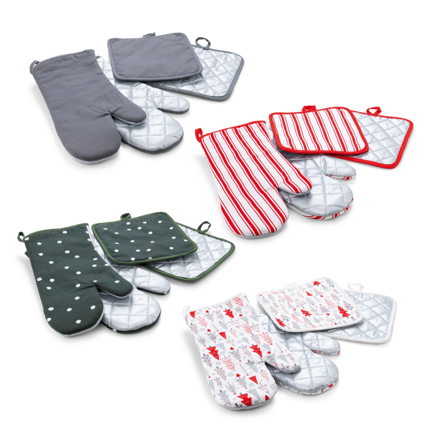CROFTON Topflappen-Ofenhandschuh-Set, 4-teilig