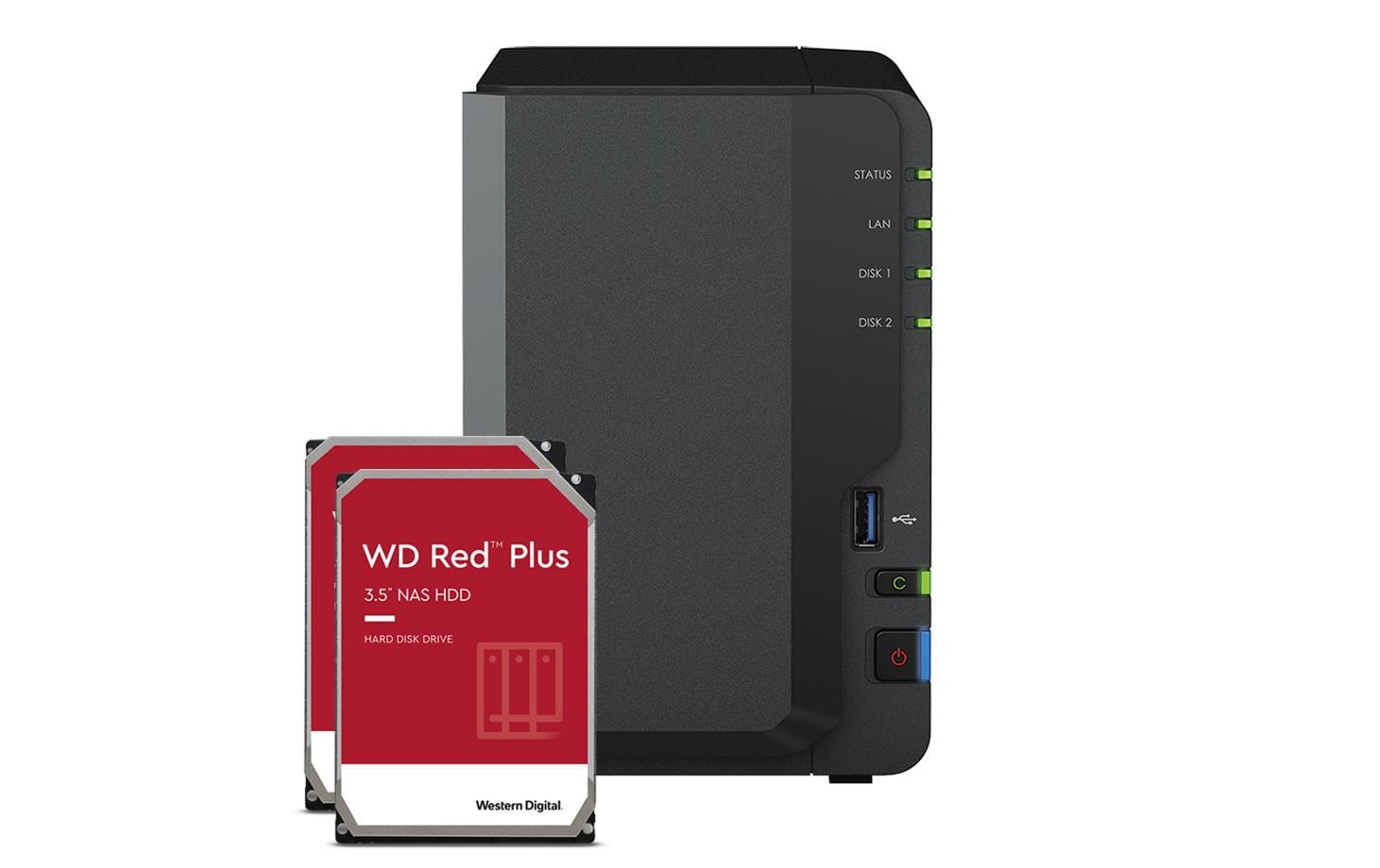 NAS DiskStation DS223, 2-bay WD Red Plus 12 TB<br>NAS mit 2 Laufwerkschächten