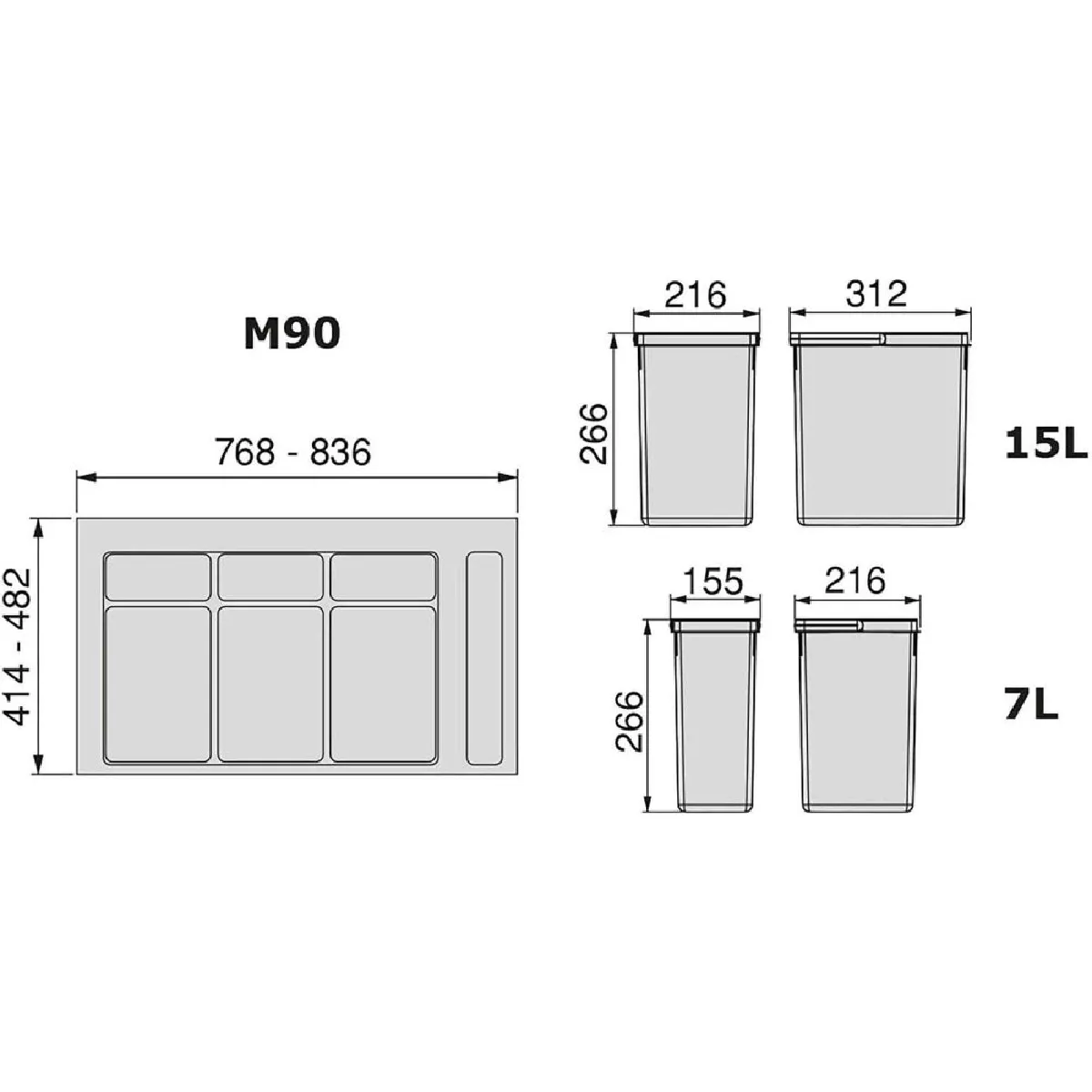 EMUCA - Kit de poubelles 2x12L