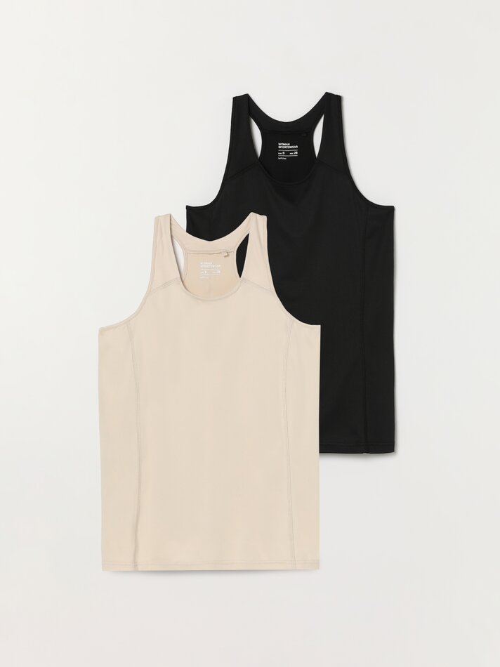 Conjunto com 2 regatas esportivas - Cor: Branco-sujo