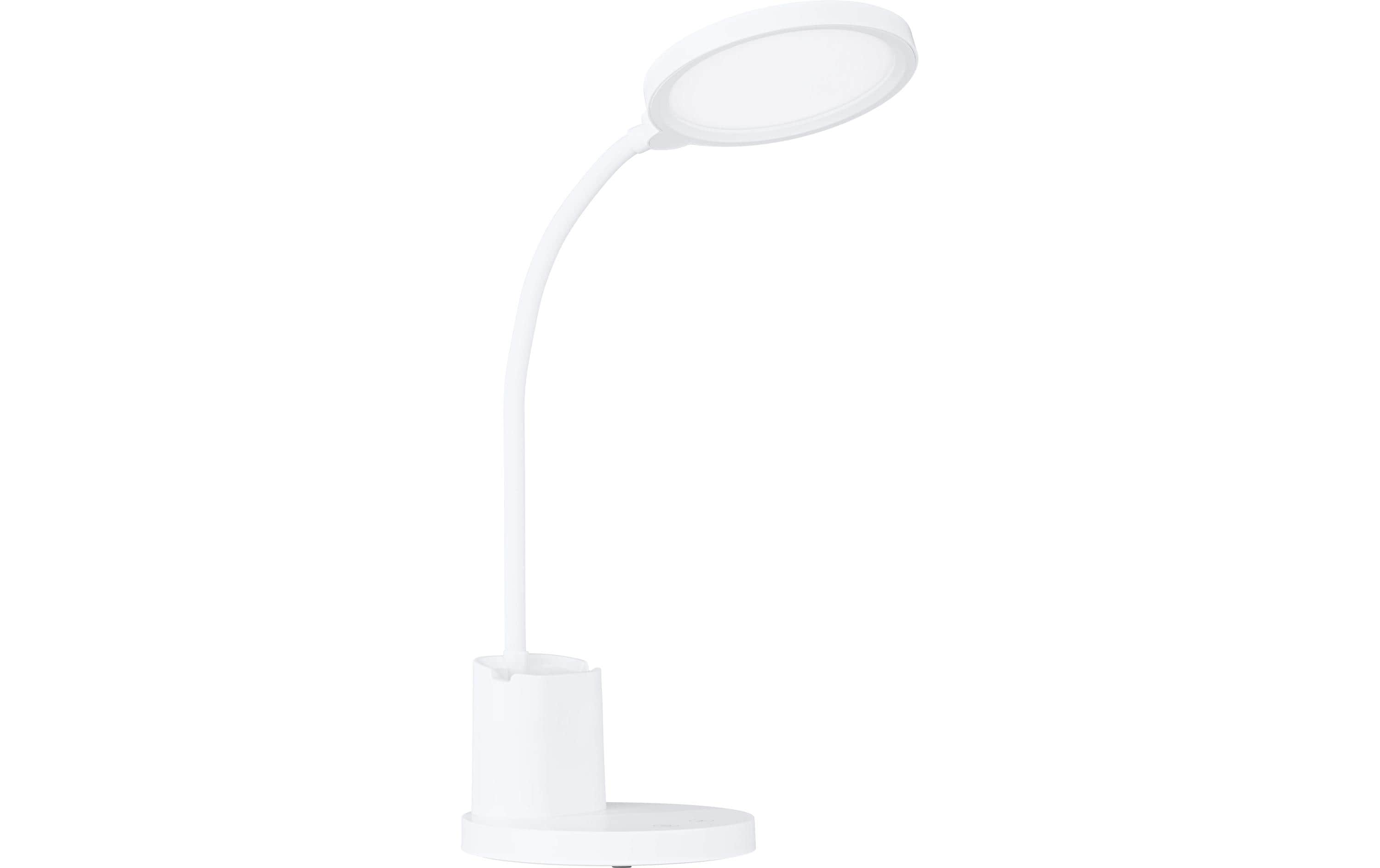 Tischleuchte BROLINI LED 2.1W 2700-6500K WeissModerne LED-Akkutischleuchte mit flexiblem Hals und Stifthalter für Büro und Homeoffice