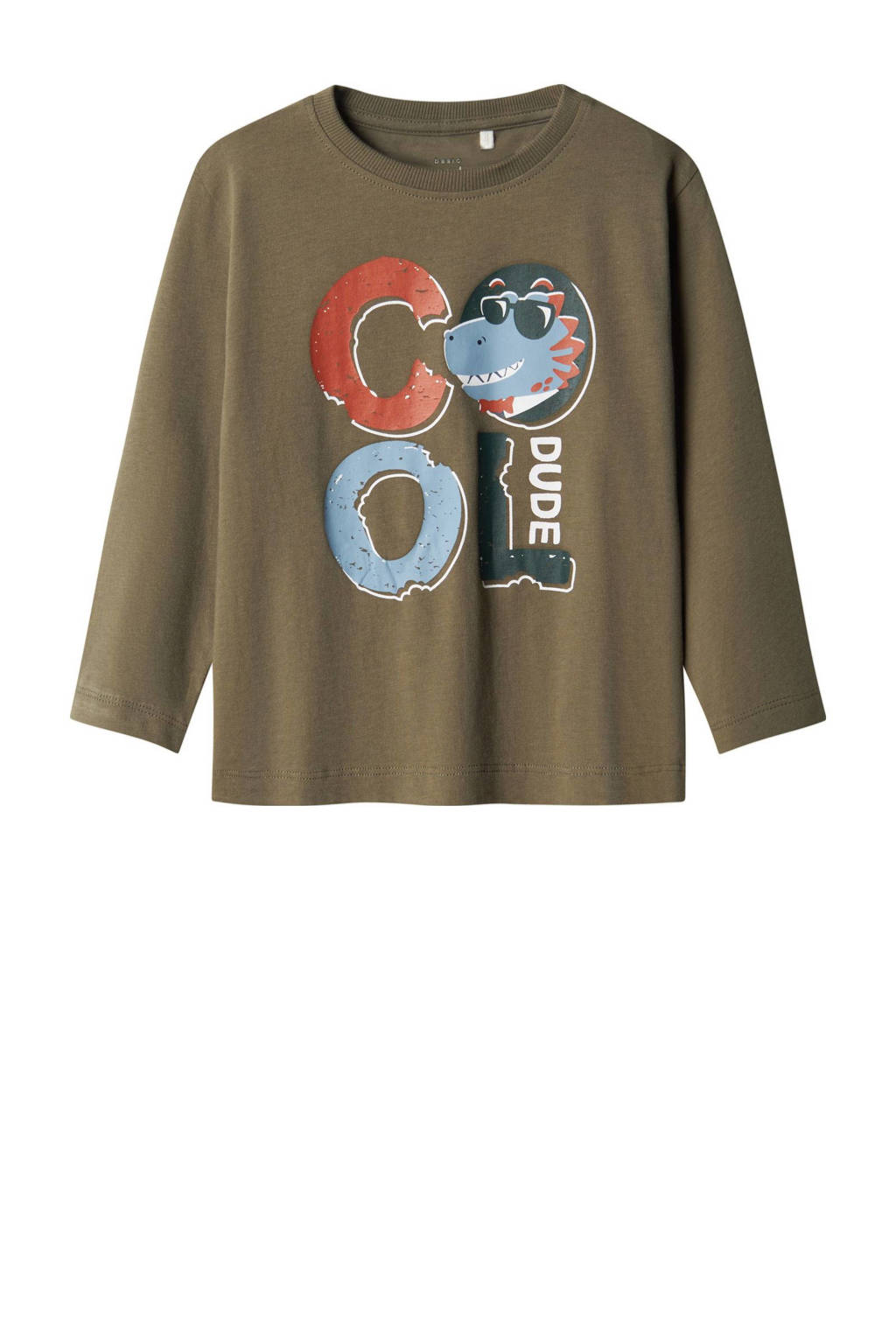 NAME IT longsleeve NMMVAGNO met printopdruk olijfgroen