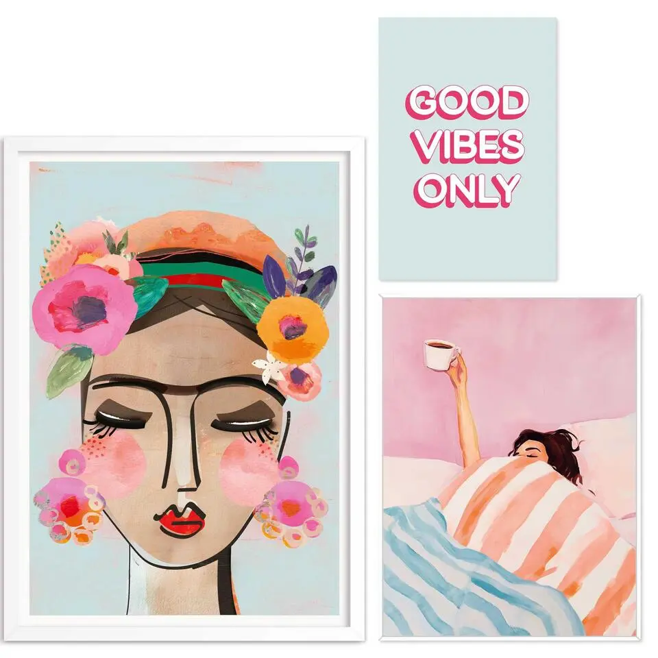 Set poster met lijst - Pastel sfeer