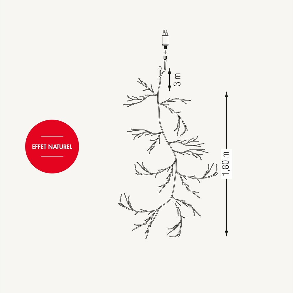 Branche gecko lumineuse 1,800 9 branches blanc chaud 144 led - int - chromex
