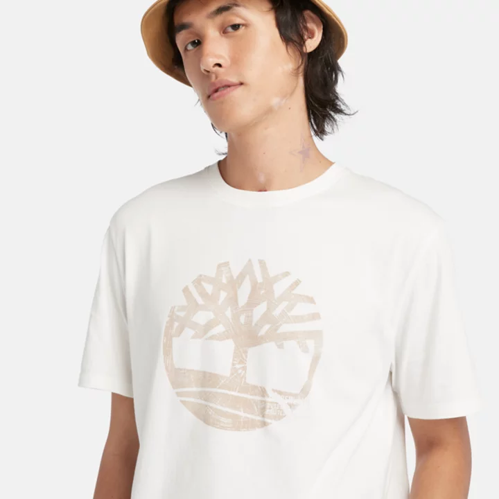 T-shirt à motif teint en pièce pour homme en blanc