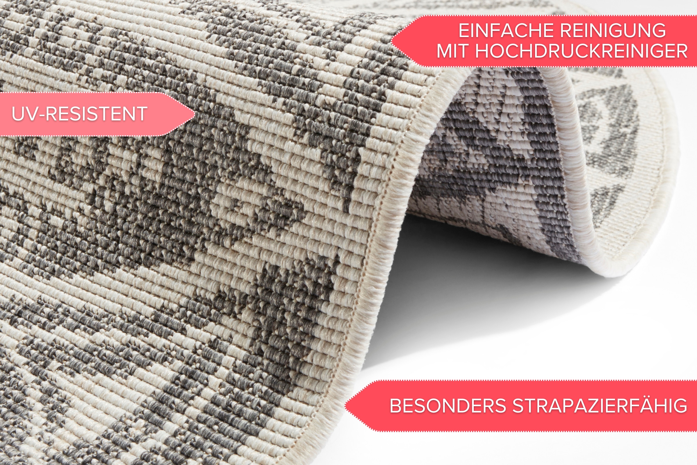 freundin Home Collection Teppich »Lilja  Wendeteppich« rund 5 mm Höhe In-& Outdoor, beidseitig, Wetterfest, Balkon, Garten, Wohnzimmer