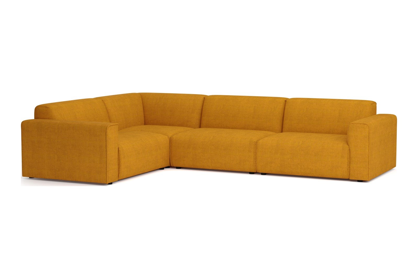 Monaco Lux hjørnesofa 1,5/3 hjørnesofa. Tekstil Fjord 9 Amber med sorte ben. Lux komfort.